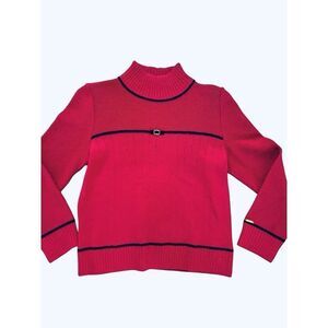 Vintage St John Sport Hot Pink Mock neck Wool Blend Sweater Women’s P S